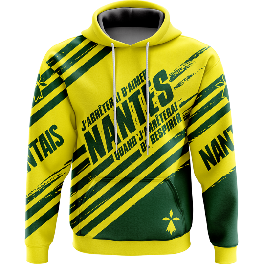 Sweat à capuche J'arrêterai d'aimer Nantes quand j'arrêterai de respirer - Supporters Nantes