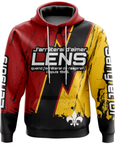 Sweat à capuche J'arrêterai d'aimer Lens quand j'arrêterai de respirer - Supporters Lens