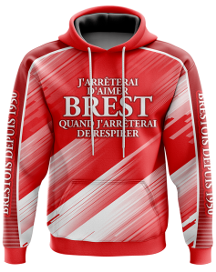 Sweat à capuche J'arrêterai d'aimer Brest quand j'arrêterai de respirer - Supporters Brest
