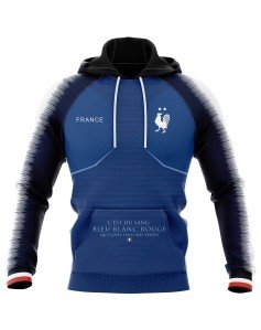 Sweat à capuche C'est du sang bleu blanc rouge qui coule dans mes veines - Supporters France