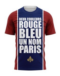 T-shirt Deux couleurs Rouge Bleu - Un nom Paris - Supporters Paris
