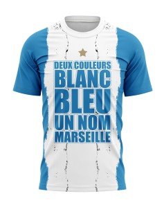 T-shirt Deux couleurs Blanc Bleu - Un club Marseille - Supporters Marseille